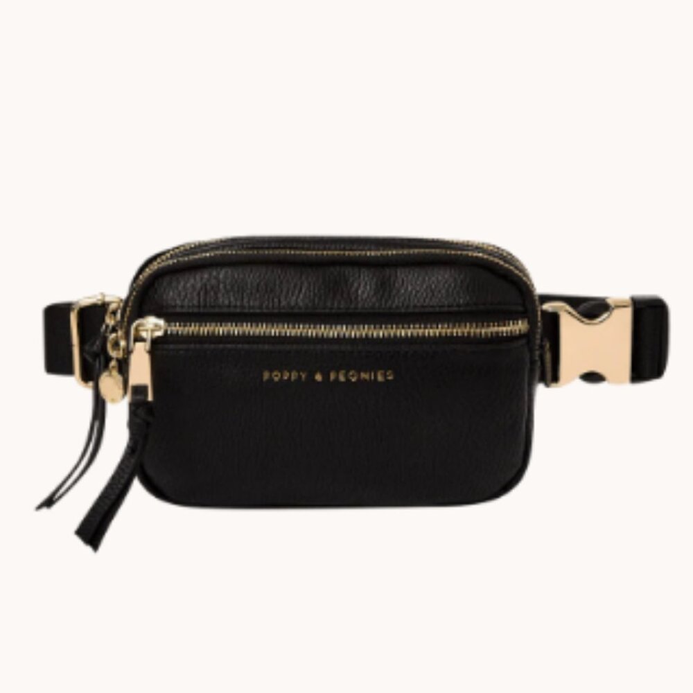 **SOLD** Poppy & Peonies "On The Run" Vegan Leather Belt Bag in black *NWT - Picture 2 of 16